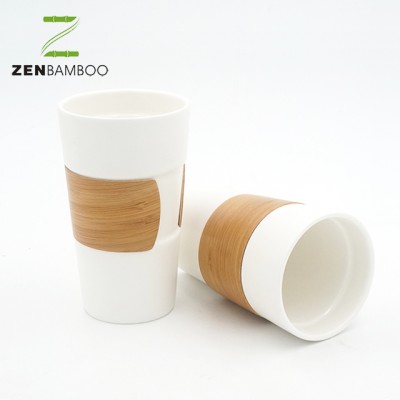 Ceramic Bamboo Mug with Reusable Bamboo Sleeve