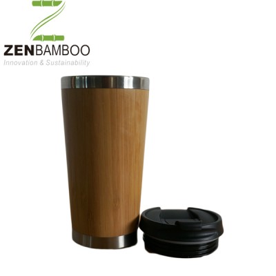 Stainless Steel and Bamboo Insulated Mug