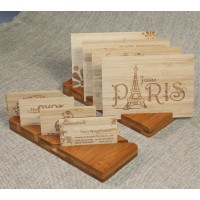 Bamboo wooden business card holder for desk