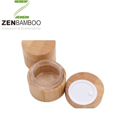 Glass jar 30g 50g empty bamboo container cream jar for cosmetic packaging