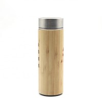 Custom Vacuum Flask Coffee Natural Bamboo Tea Infuser Water Bottle Stainless Steel Inner Container